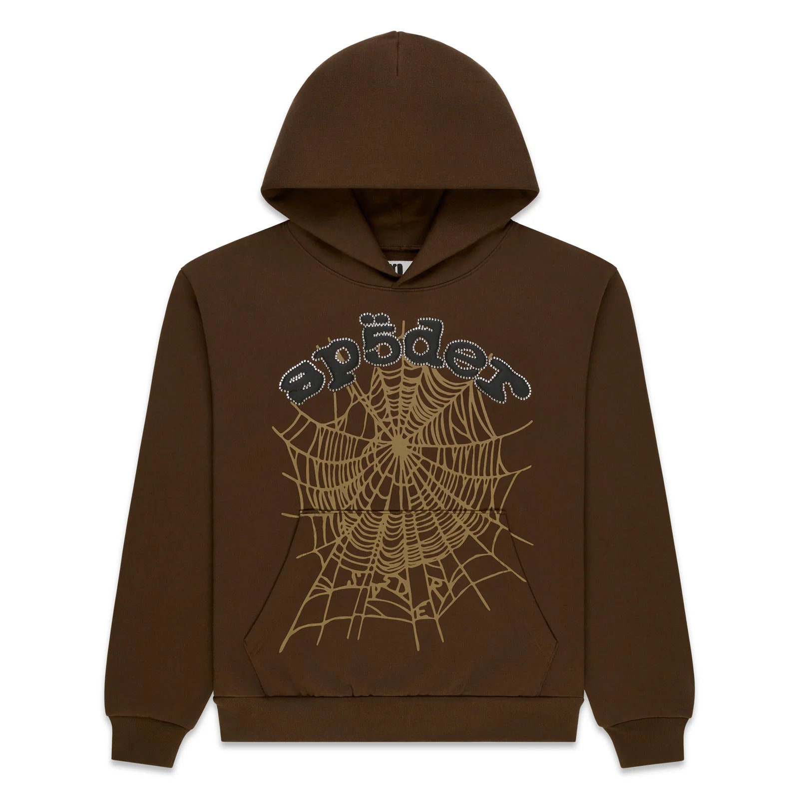 Sp5der OG Web Rhinestone Hoodie Brown [XS] Sp5der