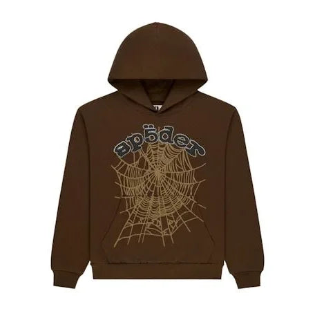 Sp5der OG Web Rhinestone Hoodie Brown [XS]