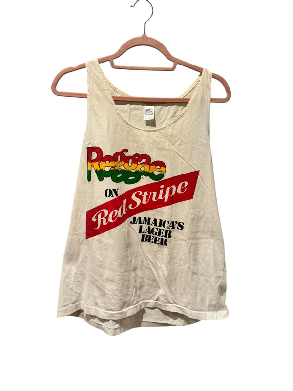 Vintage 80’s–90’s Red Stripe “Reggae on Red Stripe” Tank — Made in Jamaica (XL)