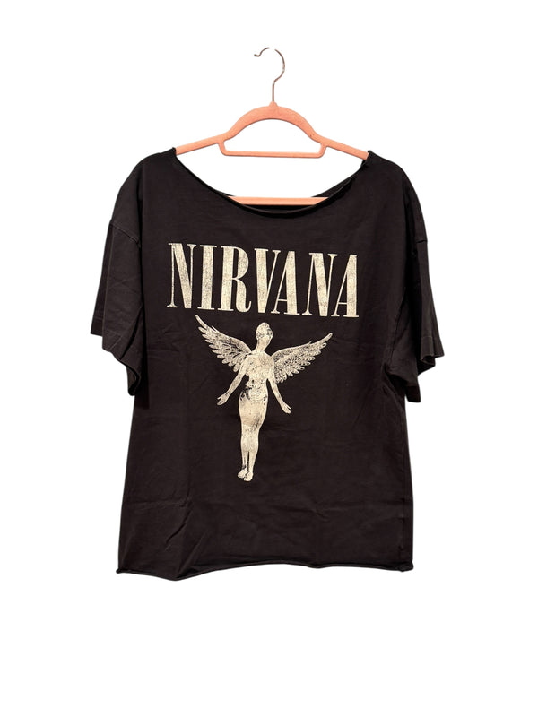 Nirvana Cut Neck Oversized Graphic Tee (M)