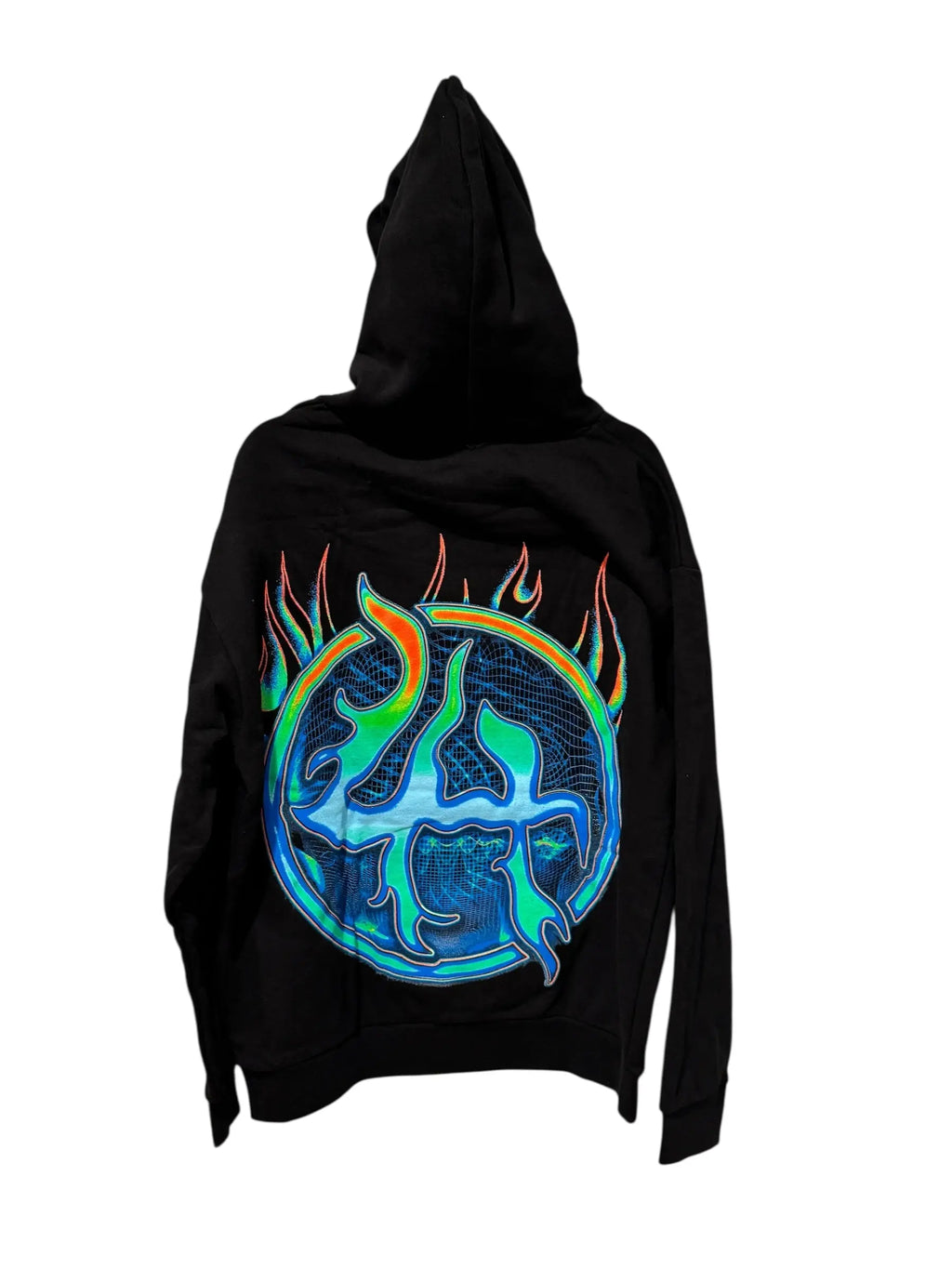 Lost Hills “Enhance Your Mind” Neon Graphic Hoodie – Black (L) Lost Hills