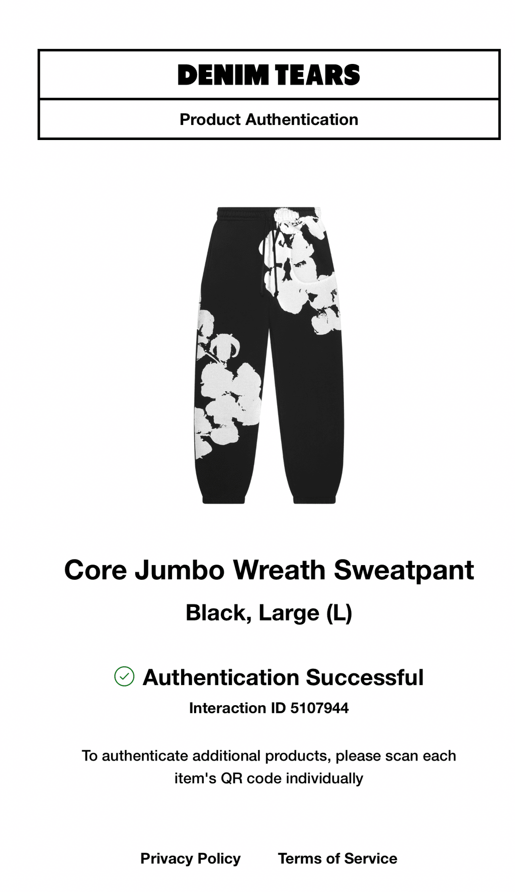 Denim Tears Core Jumbo Wreath Sweat Pants [M] [L] - Still Threaded Apparel