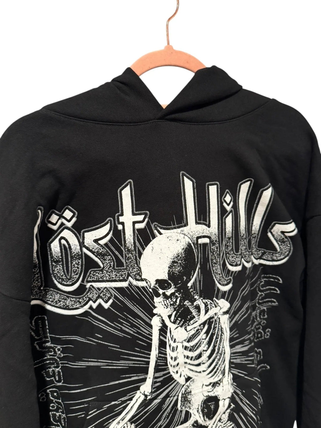 Lost Hills Skeleton Graphic Hoodie – Black (L) - Still Threaded Apparel